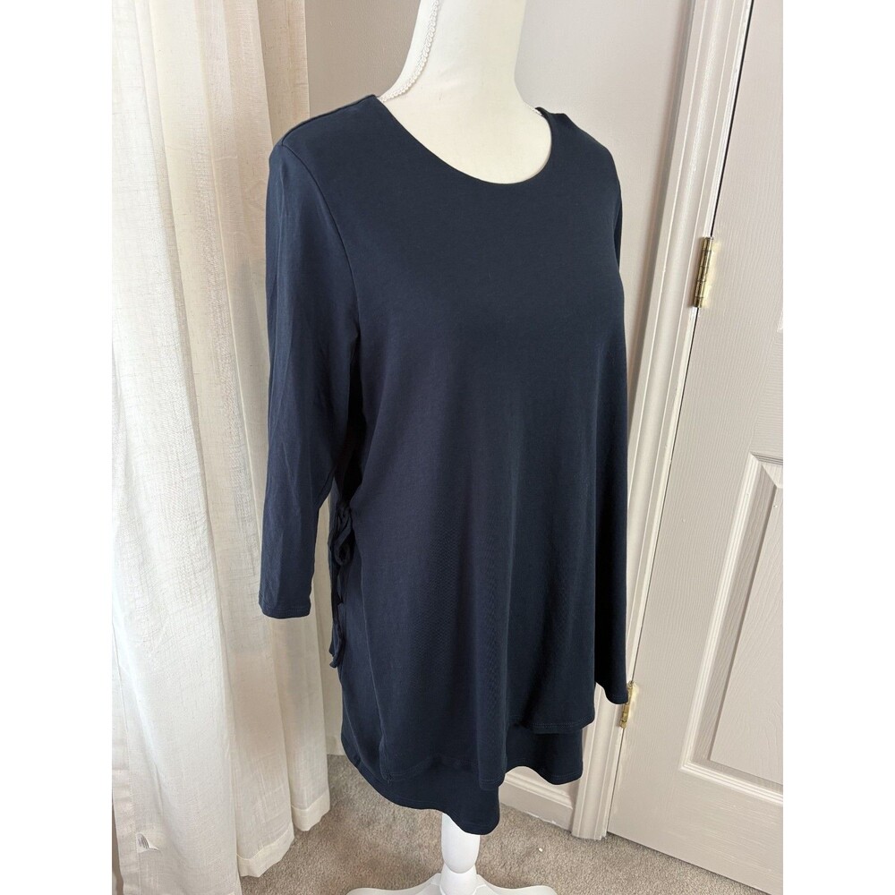 Pure Jill Pj  Layered Side Tie Tunic Black Womens Large Pajamas Dress 80